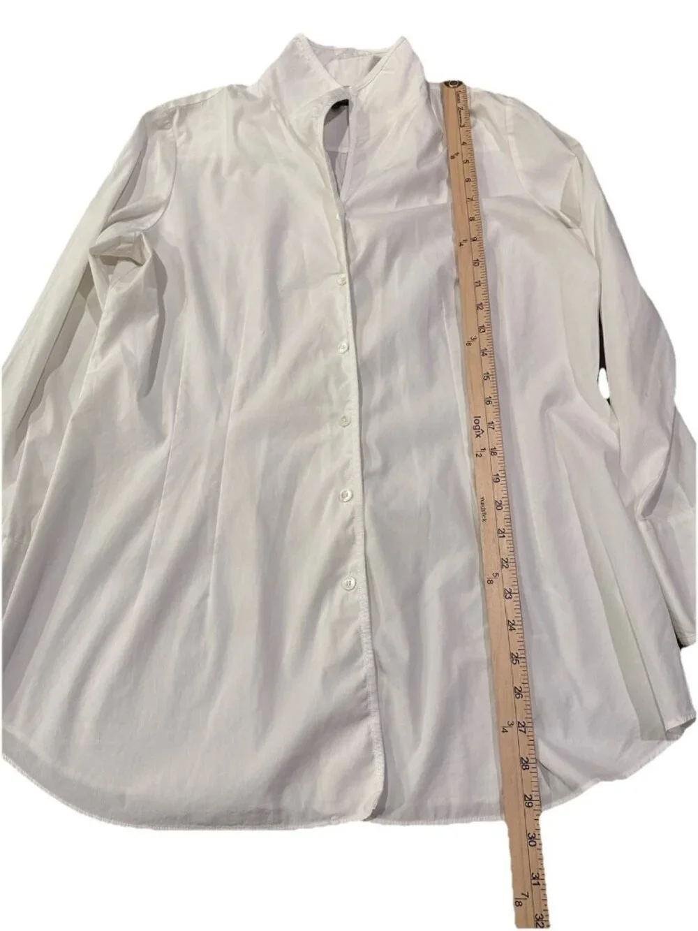 Lafayette 148 New York Button Up Shirt Womens L White Cotton Blend - Picture 4 of 7